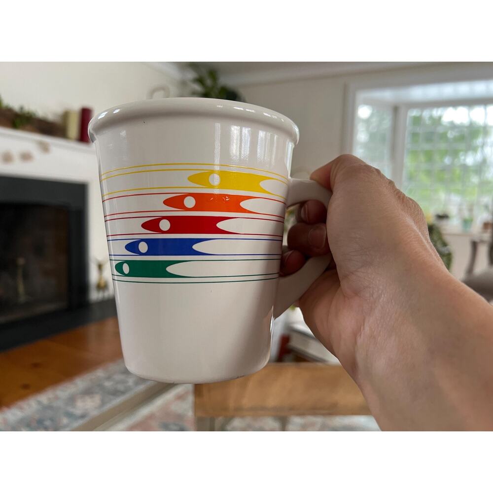 Vintage 1986 FTDA Retro Rainbow Arrow Rocket Coffee Mug Cup Retro Japan. Pride - Picture 6 of 10